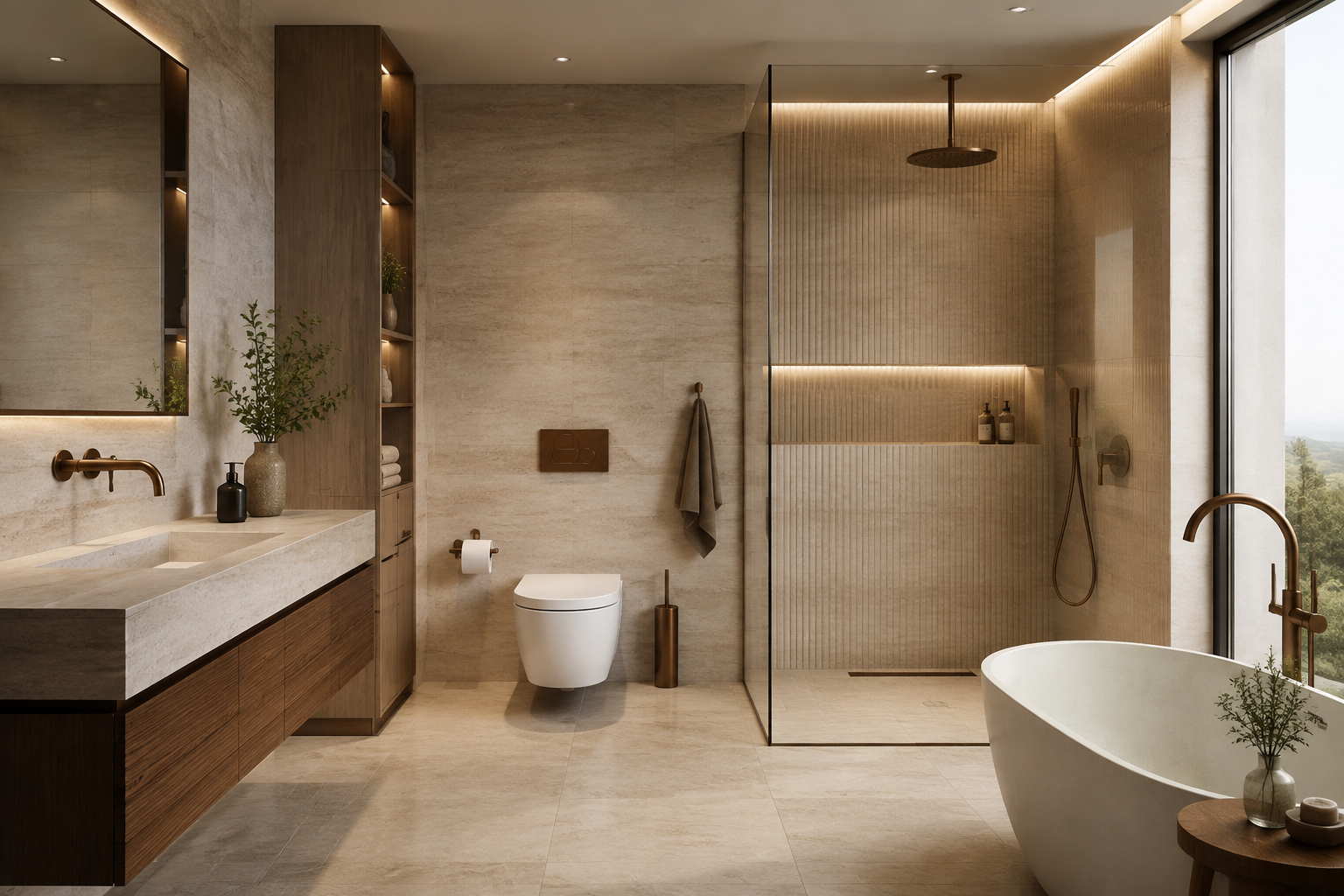 Coordinated hotel bathroom interior