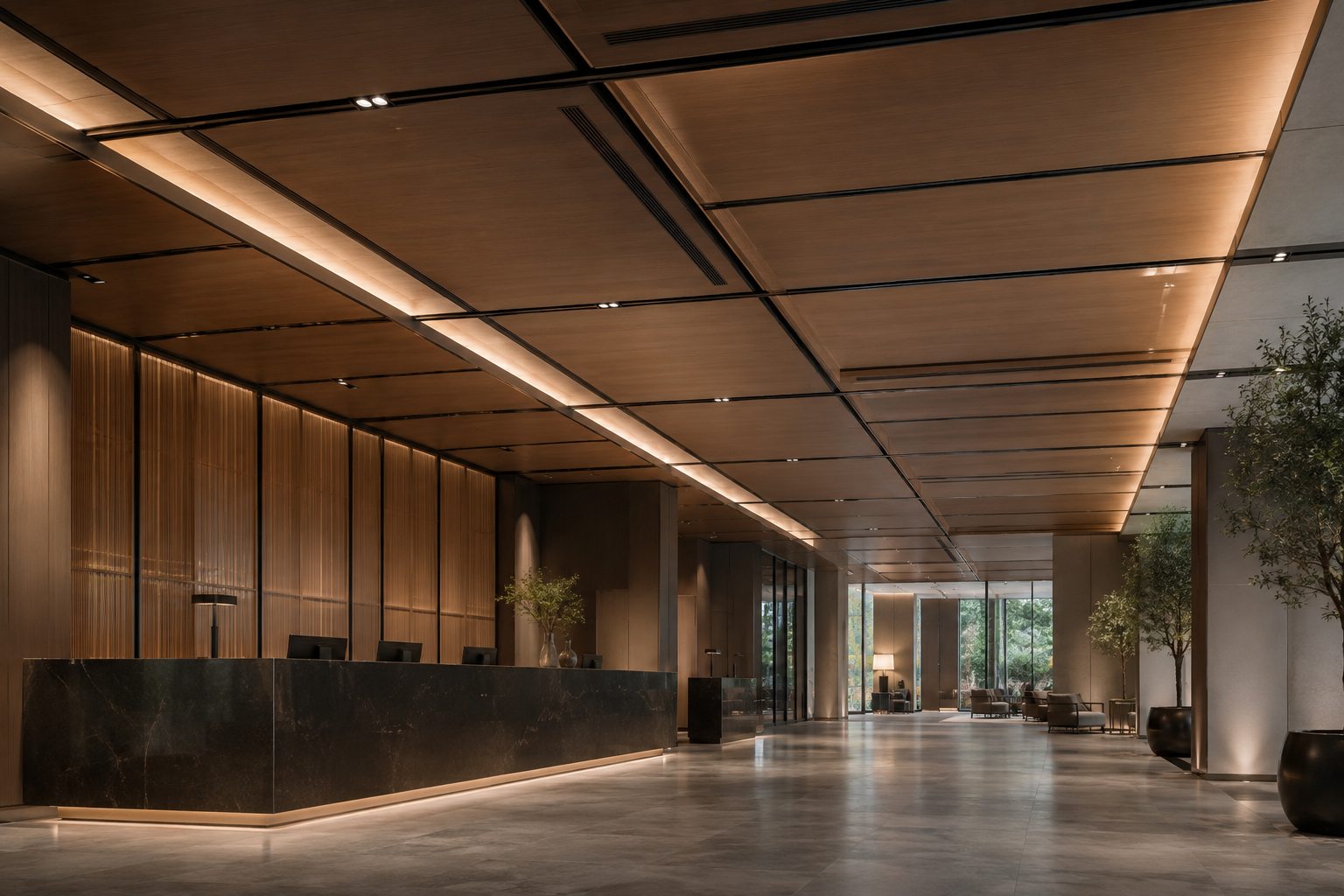 Integrated hotel ceiling with lighting and ventilation