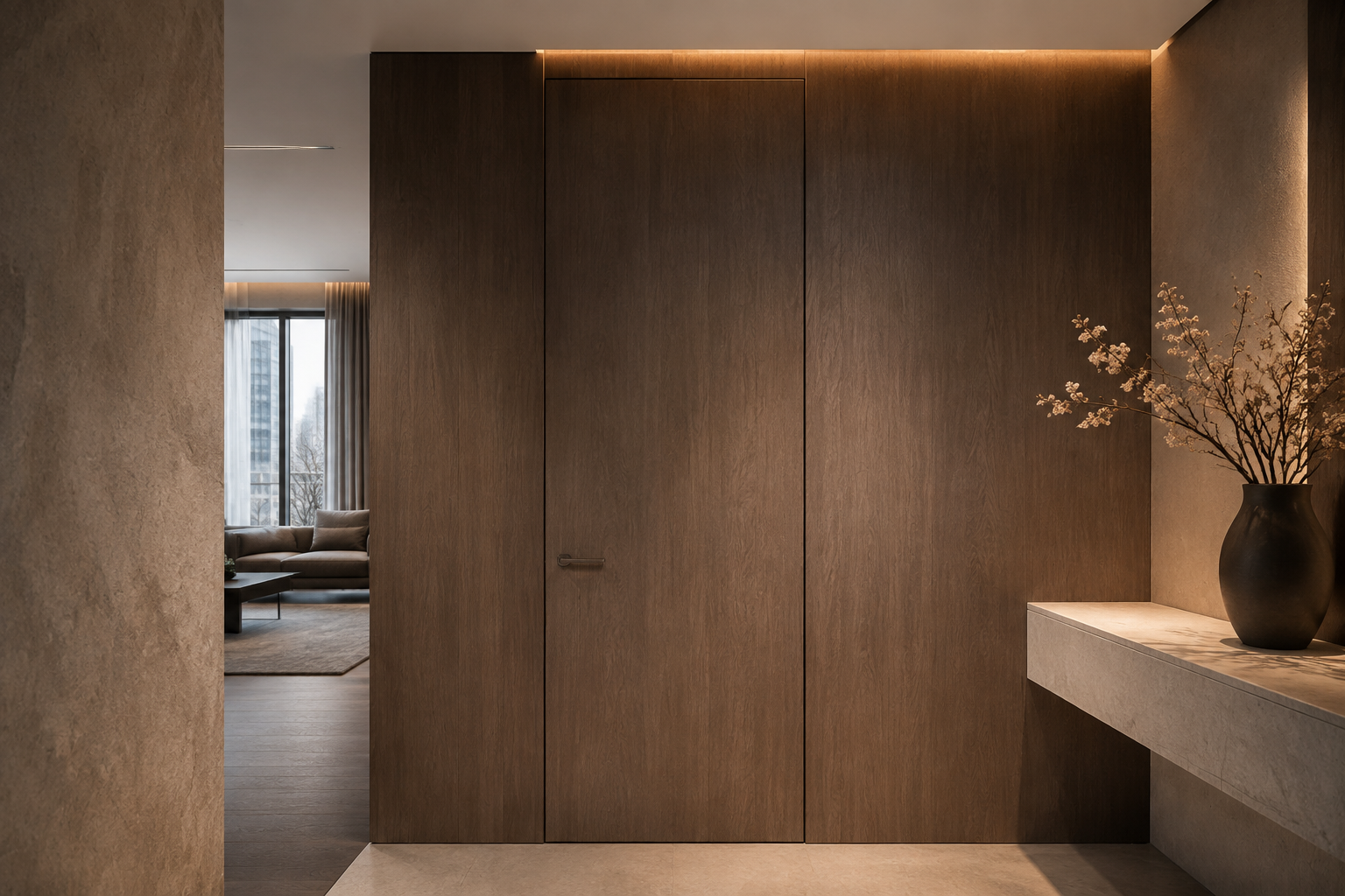 Flush interior passage door