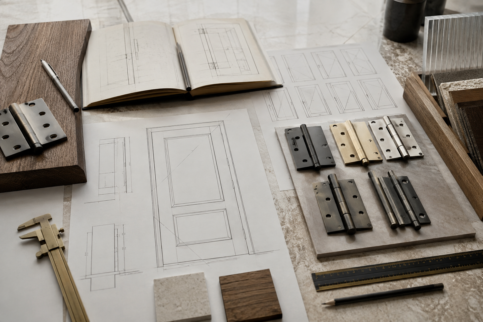 Production drawings used to coordinate custom door details