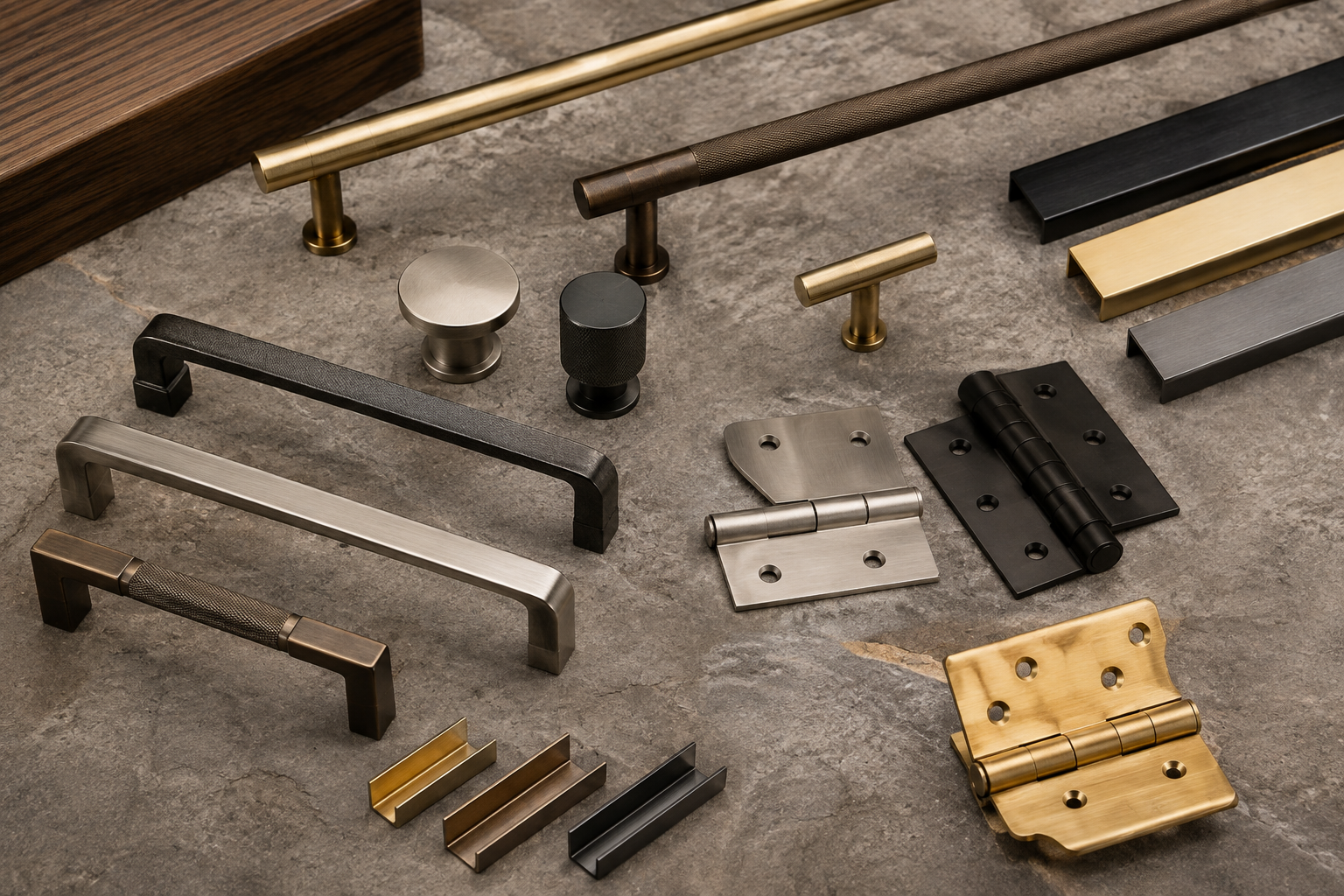 Finish samples used to coordinate architectural hardware