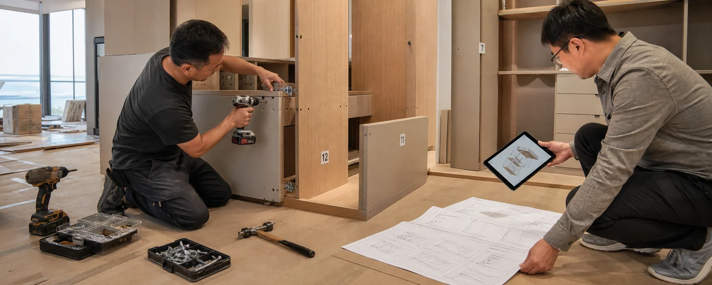 Custom cabinetry installation support on site