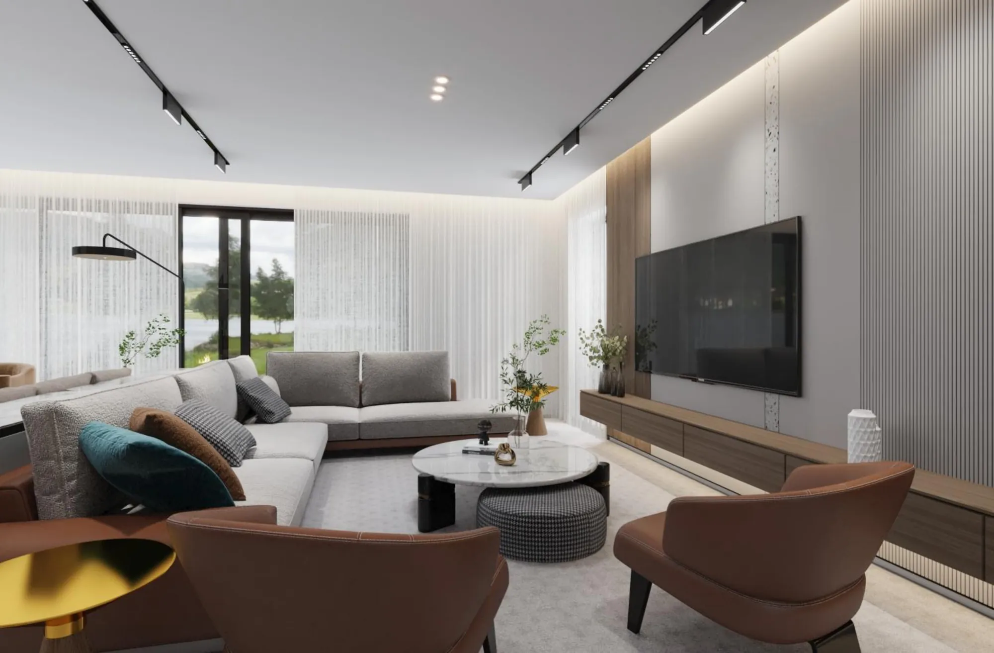 Living room with fitted media wall
