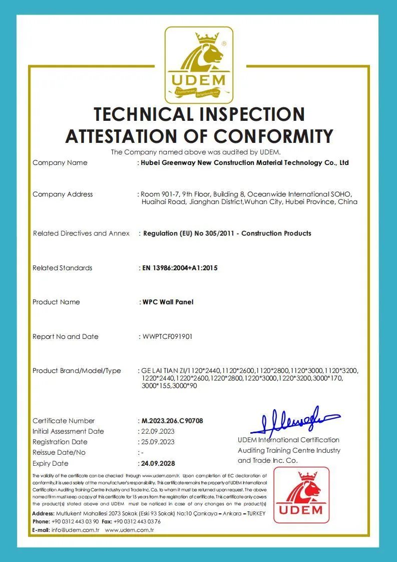Product-specific CE conformity document supplied by GREENWAY