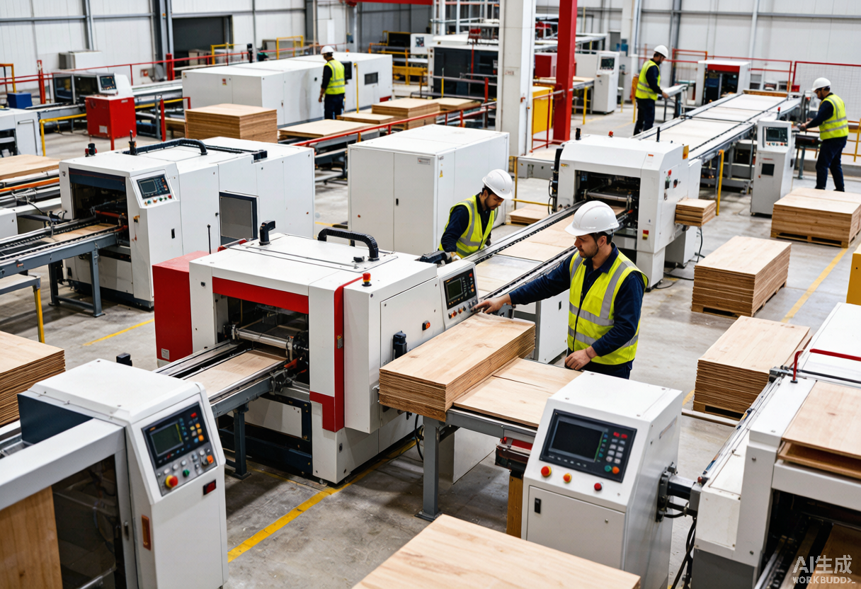 CNC woodworking production line with automated machines