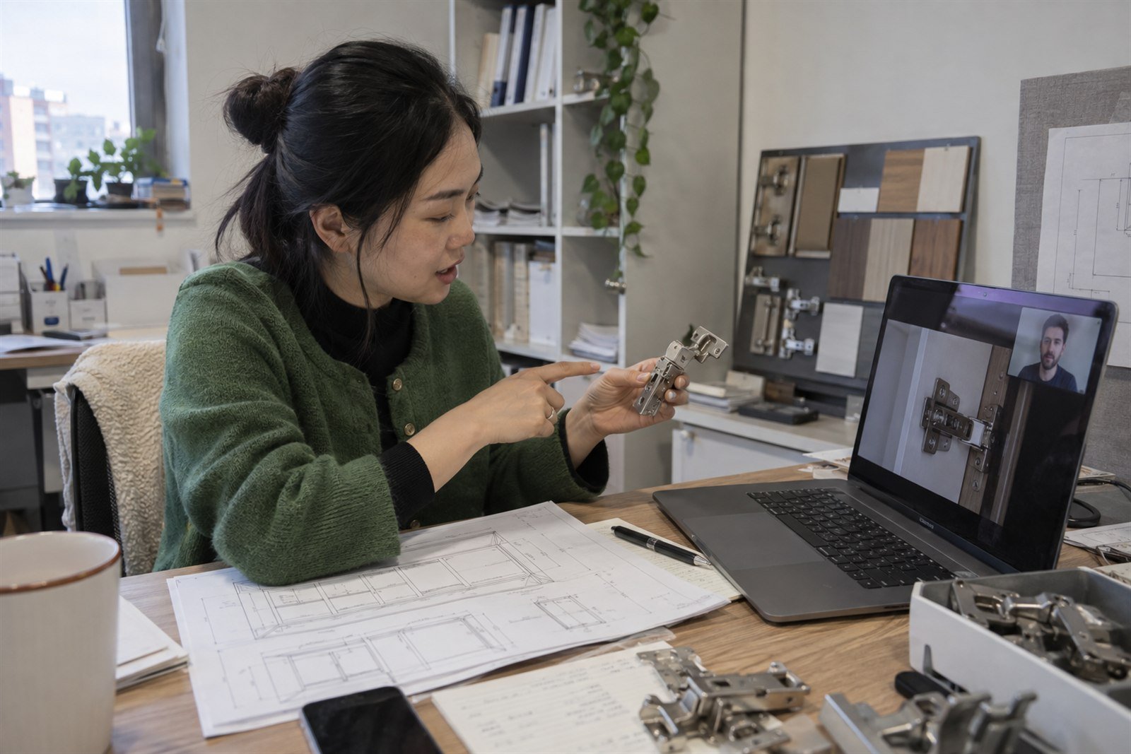 Greenway after-sales coordinator providing remote cabinet hardware guidance