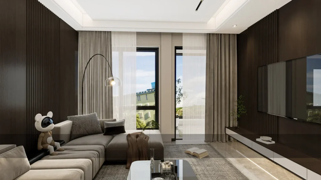 Cameroon Warm Dark-Wood Contemporary Apartment Interior